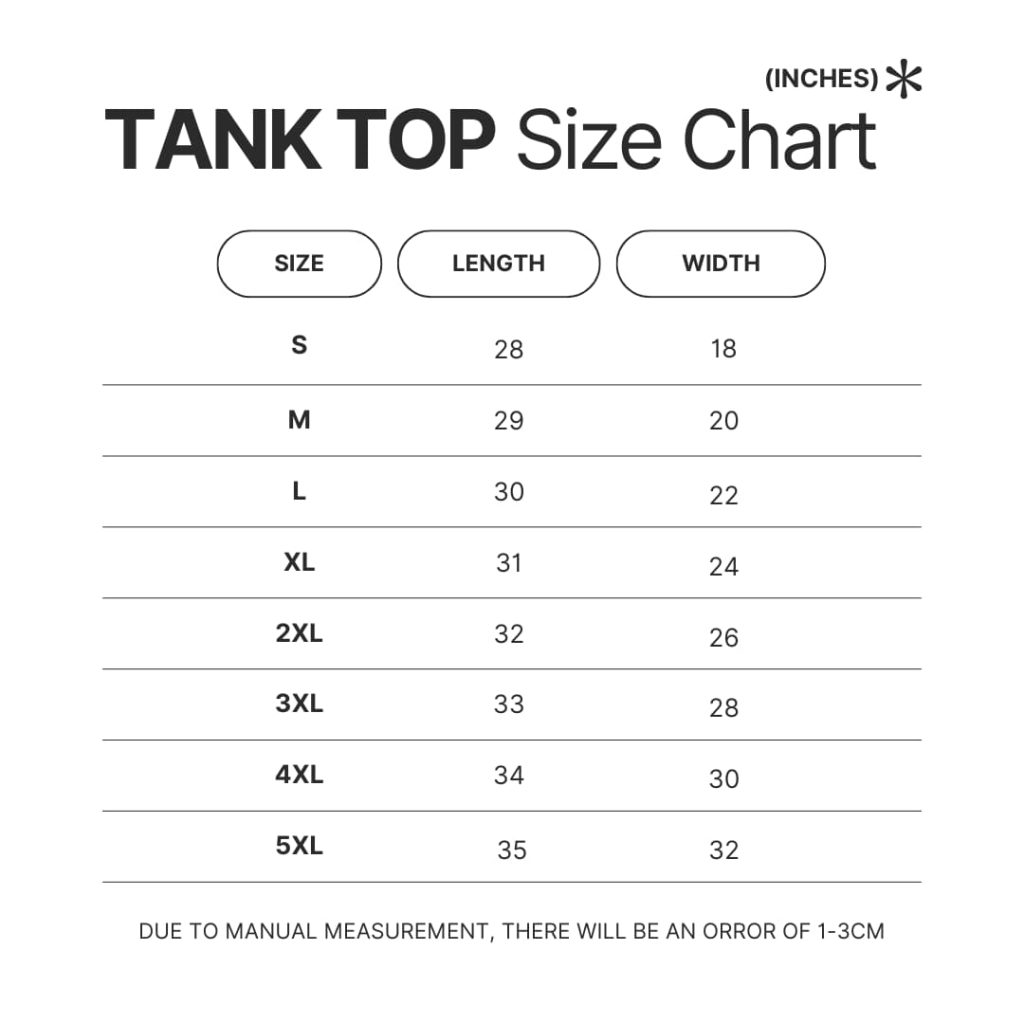 Tank Top Size Chart 1 - Sleep Token Shop